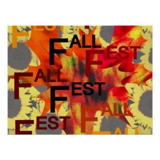 Leaf background with Fall Fest repeated over Print