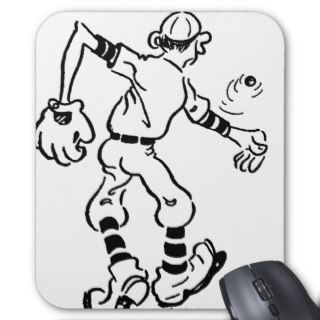 Vintage Baseball Drawing Mouse Pad