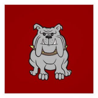 Bulldogs Mascot on Red Dog Lover Gifts Posters