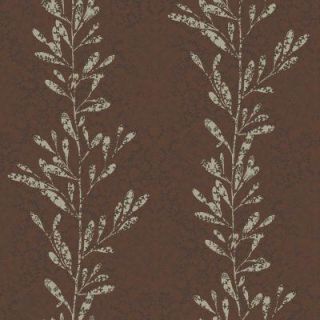 The Wallpaper Company 56 sq. ft. Brown and Grey Modern Leaf Stripe with a Textural Lace Overprint Wallpaper WC1282370