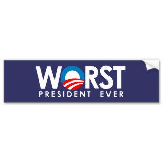Anti Obama   Worst President Ever white Bumper Stickers