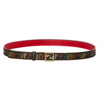 Fendi Logo/ Red Saffiano Leather Reversible Belt Fendi Designer Belts