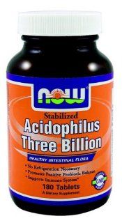 NOW Stabilized Acidophilus Three Billion   180 Tabs Health & Personal Care