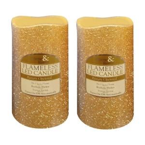 Brite Star 6 in. Gold Glitter Flameless LED Candles (Set of 2) 45 789 22