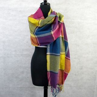 Multicolor Block Plaid Scarf/ Wrap Shawl Scarves & Wraps