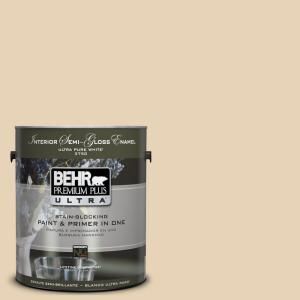 BEHR Premium Plus Ultra 1 gal. #UL150 11 Sand Pearl Interior Semi Gloss Enamel Paint 375001