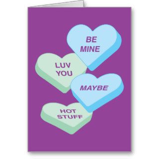 Blue Green Candy Hearts Be Mine Luv You Maybe Hot Card