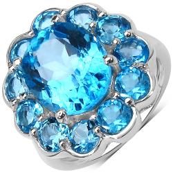 Malaika Sterling Silver 9.1ct TDW Blue Topaz Ring Malaika Gemstone Rings