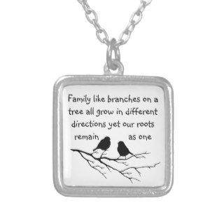 Family like branches on a tree Saying Birds Custom Necklace