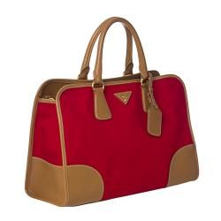 Prada Red Canvas/ Saffiano Leather Tote Bag Prada Designer Handbags