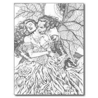 Vampire's Kiss by Al Rio   Vampire and Woman Art Post Cards