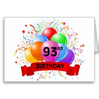 93rd Birthday Banner Balloons Greeting Card