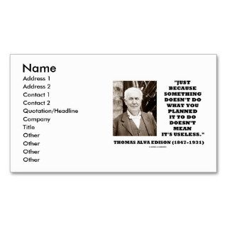 Thomas Edison Doesn't Do What You Planned Quote Business Card Templates