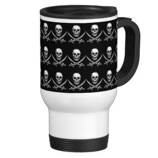 Glassy Pirate Skull & Sword Crossbones Mug