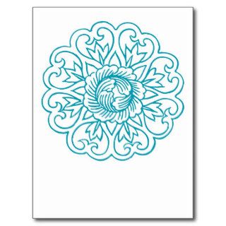 Japanese lotus flower circle design post cards