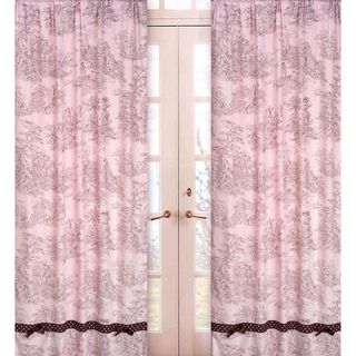 Pink & Brown Toile 84 inch Window Panel Pair Sweet Jojo Designs Curtains