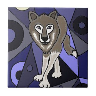 Grey Wolf Abstract Design Tiles