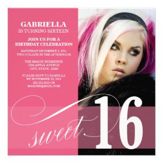 Square Sheer Strip  Sweet Sixteen Party Invite