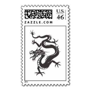 Dragon Chinese Fantasy Fiction Tattoo Zodiac Black Stamps
