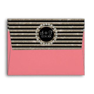 Modern Horizontal Stripe Glitter Look Bling Mod Envelopes