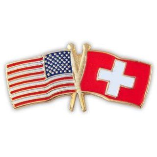 USA and Switzerland Crossed Friendship Flag Lapel Pin Brooches And Pins Jewelry