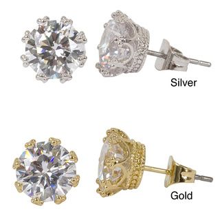 NEXTE Jewelry Silvertone Large Crown set Cubic Zirconia Stud Earrings NEXTE Jewelry Cubic Zirconia Earrings
