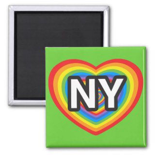 I heart New York. I love New York. NYC rainbow Magnets