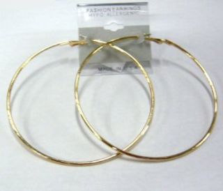 ER LGHP (Gold) 3.5" Hoop Pierced Earrings Clothing