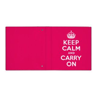 Raspberry Keep Calm and Carry On 3 Ring Binders