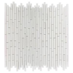 Splashback Tile Windsor 1/4 in. x Random White Thassos Pattern Marble 12 in. x 12 in. x 8 mm Mosaic Floor & Wall Tile WINDSOR .25 X RANDOM WHITE THASSOS