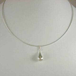 Jewelry by Dawn Large Solid Teardrop Sterling Silver Omega Chain Necklace Jewelry by Dawn Necklaces