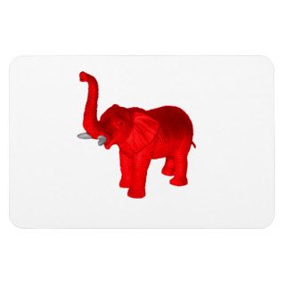 Red Elephant Rectangular Magnets