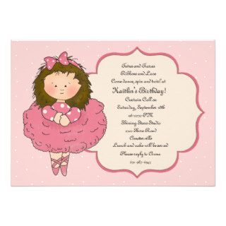 On Her Toes Brunette Tot Ballerina Invitation