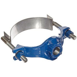 Smith Blair Ductile Iron with Stainless Steel 304 Straps Repair Clamp, Service Saddle, Stainless Steel Bolt, 2 Bolts, 6" Pipe Size, 1" IP Outlet Hardware Nut And Bolt Sets