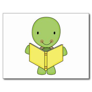 cute reading turtle post card