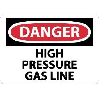 Danger, High Pressure Gas Line, 10X14, Adhesive Vinyl Industrial Warning Signs