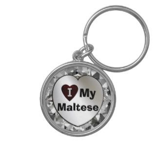 I Heart/Love My Maltese Premium Keychain