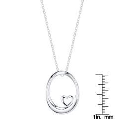 Sterling Silver Open Oval and Heart Necklace Sterling Silver Necklaces