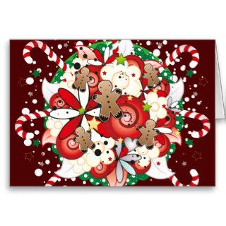 Christmas Gingerbread Man Bouquet Greeting Cards