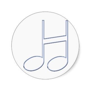 English Letter "H"  Created Musical Notes Round Stickers