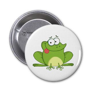 Frog Cartoon Character Hanging Its Tongue Out Button