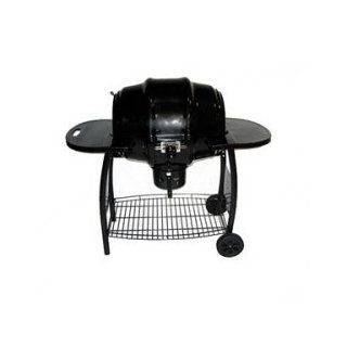 48" Black Steel Keg Style Backyard Charcoal Barbeque Grill with Wheels  Patio, Lawn & Garden