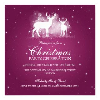 Elegant Party Deer Sparkle Pink Personalized Invitation