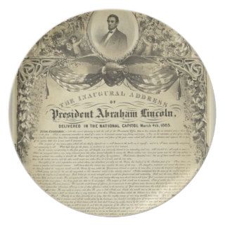 President abe lincoln inaugural address dinner plate