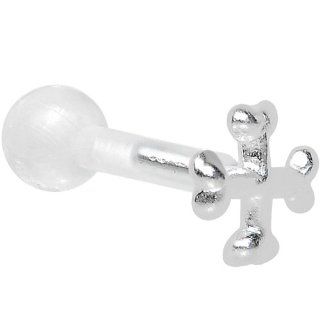 White Acrylic 925 Silver Cross Cartilage Earring Body Candy Jewelry