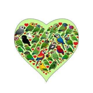 Parrot Heart Heart Stickers