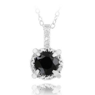 Sterling Silver 1ct Black Spinel Round Necklace Jewelry