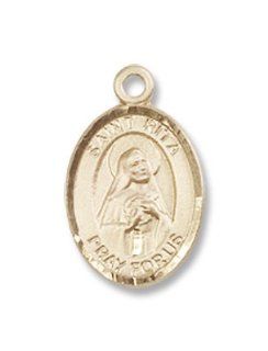 Gold Filled St. Rita of Cascia Pendant 1/2 x 1/4 inch Medal Jewelry