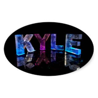 The Name Kyle in 3D Lights (Photograph) Oval Sticker