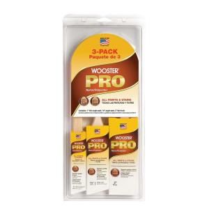 Wooster Pro 1 in. Thin Angle Sash, 1 1/2 in. Angle Sash, 2 in. Nylon/Polyester Flat Paint Brush Set 0H21150000